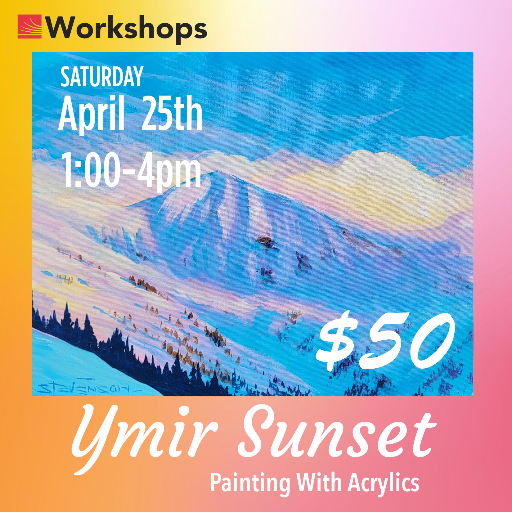Painting in Acrylic - Ymir Sunset