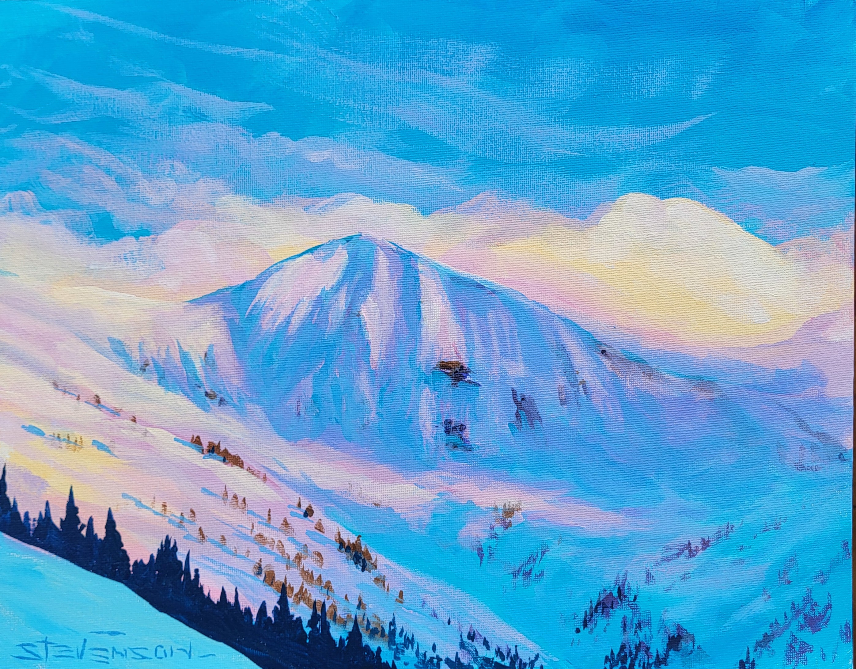 Painting in Acrylic - Ymir Sunset