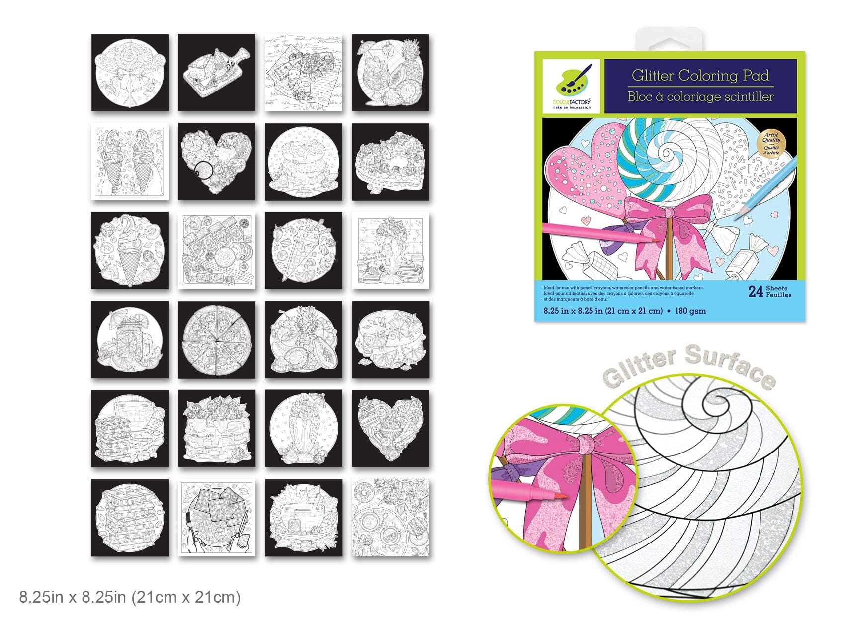 GLITTER COLORING PAD FOOD FUN - Creative Kids